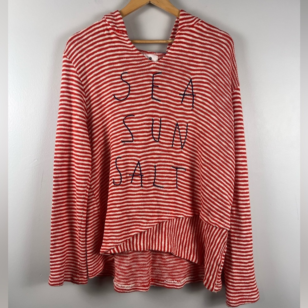 sundry womens size 3/Large hoodie striped sea sun salt embroidered coastal